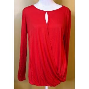 Revolve Lanston Coral Faux Wrap Blouse - Size Small